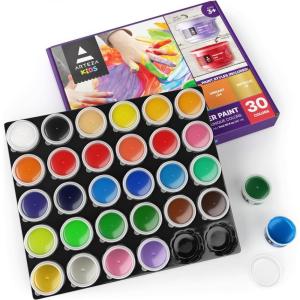 ARTEZA 30 Finger Paint Set, 1 fl oz, Non-Toxic Washable Finger Paint Kit for Kids, Art Supplies for Kids