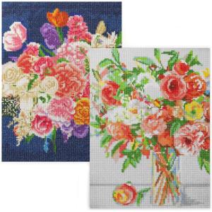 ARTEZA 5D Diamond Painting Kit, 2-Pack, Beach Designs, Full-Drill Diamond Art for Adults, 12 x 16 Inches Canvases, Round Rhinestones, & Painting Accessories, Bead Art Craft Supplies(Pastel Floral)