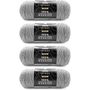 ARTEZA Acrylic Yarn for Crocheting, 4 x 200-g Skeins of Worsted Yarn for Knitting, Mossy A602, Knitting & Crochet Supplies(A little Shady)