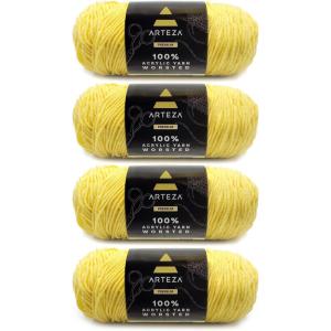 ARTEZA Acrylic Yarn for Crocheting, 4 x 200-g Skeins of Worsted Yarn for Knitting, Mossy A602, Knitting & Crochet Supplies(Making Lemonade)