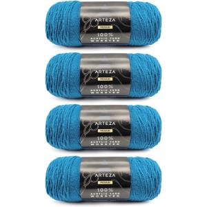 ARTEZA Acrylic Yarn for Crocheting, 4 x 200-g Skeins of Worsted Yarn for Knitting, Mossy A602, Knitting & Crochet Supplies(Peacocking)