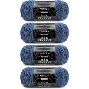 ARTEZA Acrylic Yarn for Crocheting, 4 x 200-g Skeins of Worsted Yarn for Knitting, Mossy A602, Knitting & Crochet Supplies(Ripped Jeans)