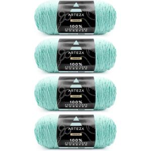 ARTEZA Acrylic Yarn for Crocheting, 4 x 200-g Skeins of Worsted Yarn for Knitting, Mossy A602, Knitting & Crochet Supplies(Sea-Saw)
