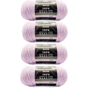 ARTEZA Acrylic Yarn for Crocheting, 4 x 200-g Skeins of Worsted Yarn for Knitting, Mossy A602, Knitting & Crochet Supplies(Smell the Lilacs)