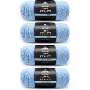 ARTEZA Acrylic Yarn for Crocheting, 4 x 200-g Skeins of Worsted Yarn for Knitting, Mossy A602, Knitting & Crochet Supplies(Trip to Fiji)