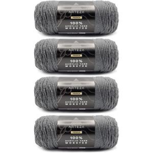 ARTEZA Acrylic Yarn for Crocheting, 4 x 200-g Skeins of Worsted Yarn for Knitting, Mossy A602, Knitting & Crochet Supplies(Very Shady)