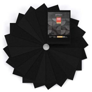 ARTEZA Black Craft Felt Sheets, 8.3 x 11.8 Inches, Set of 20, Stiff Non Woven Felt Fabric for Sewing and DIY Projects(20 Adhesive Squares)