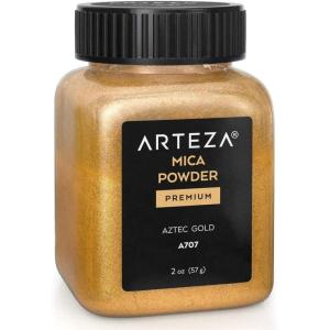 ARTEZA Mica Powder for Epoxy Resin, Set of 60, Assorted Colors, 0.18 oz Bottles, Mica Powder for Candle Making and DIY Crafts(Aztec Gold A707)