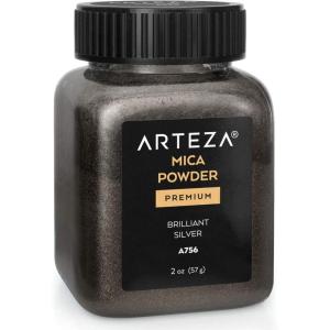 ARTEZA Mica Powder for Epoxy Resin, Set of 60, Assorted Colors, 0.18 oz Bottles, Mica Powder for Candle Making and DIY Crafts(Brilliant Silver A756)