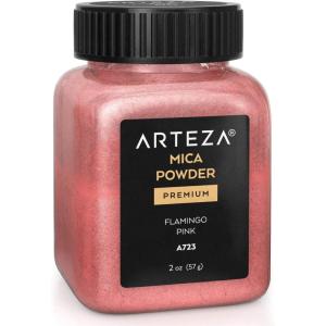 ARTEZA Mica Powder for Epoxy Resin, Set of 60, Assorted Colors, 0.18 oz Bottles, Mica Powder for Candle Making and DIY Crafts(Flamingo Pink A723)