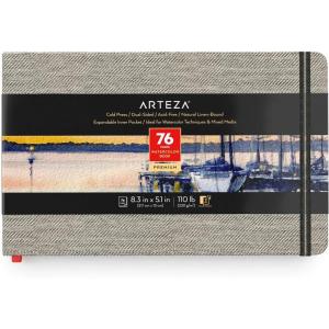 ARTEZA Watercolor Book, Pack of 3, 76 Pages Each, 5.1×8.3 Inch Watercolor Notebook, 110lb/230gsm Cold Pressed Water Pad(5.1×8.3″ 1 Pack)