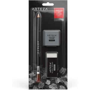 Arteza Art Erasers, Pack of 3 – Kneaded, Plastic, and White Precision Eraser, Latex-Free Erasers for Cleaning and Correcting Pencil, Charcoal, and Pastels, Art Supplies for Professional Artists