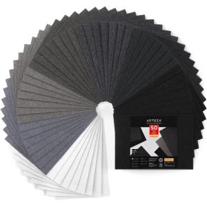 Arteza Craft Felt Sheets, Set of 50, 8.3 x 11.8 inches, 7 Neutral Tones, 21 Soft and 29 Stiff Non Woven Felt Fabric Squares, 1.5mm and 1.3mm Thick, Sewing Fabric for DIY Projects