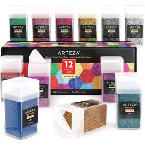 Arteza Glitter Shapes, Set of 6, Glitter for Resin in 0.9-oz Bottles, Glue, Acrylic Paint, Arts and Crafts Supplies for Creating School Projects, DIY Projects, and Holiday Art , Red(Multicolor)