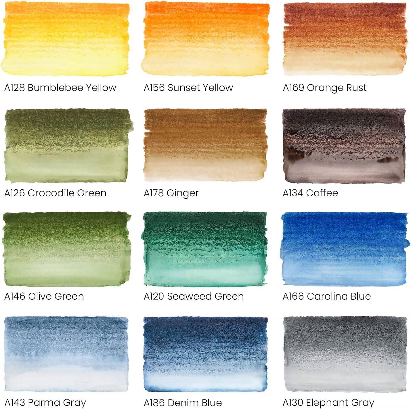 imageARTEZA 12 Watercolor Pens for Artists Landscape Tones Real Brush Pens Blendable Watercolor Markers for AdultsLandscape Colors