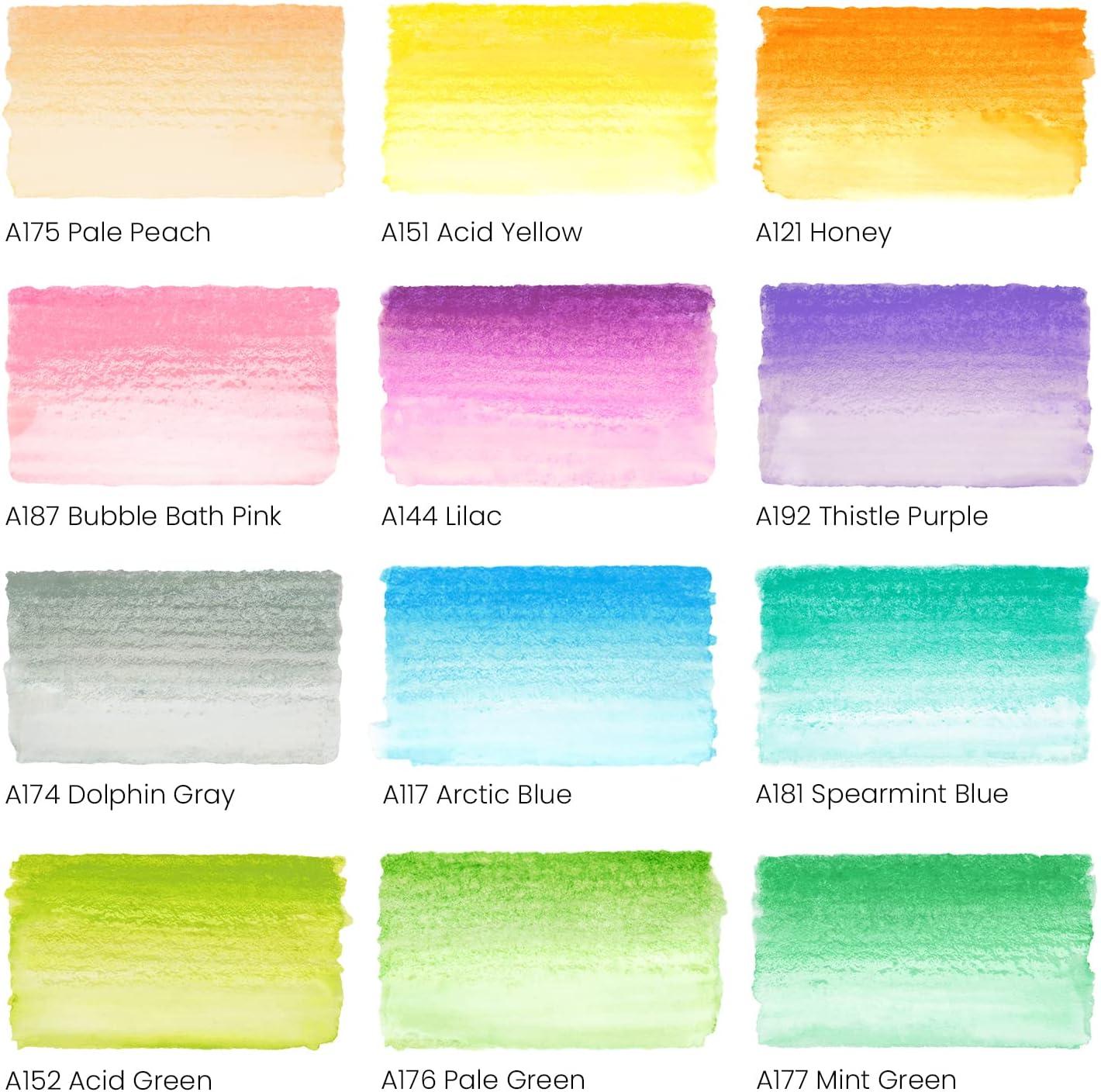 imageARTEZA 12 Watercolor Pens for Artists Landscape Tones Real Brush Pens Blendable Watercolor Markers for AdultsPastel Colors