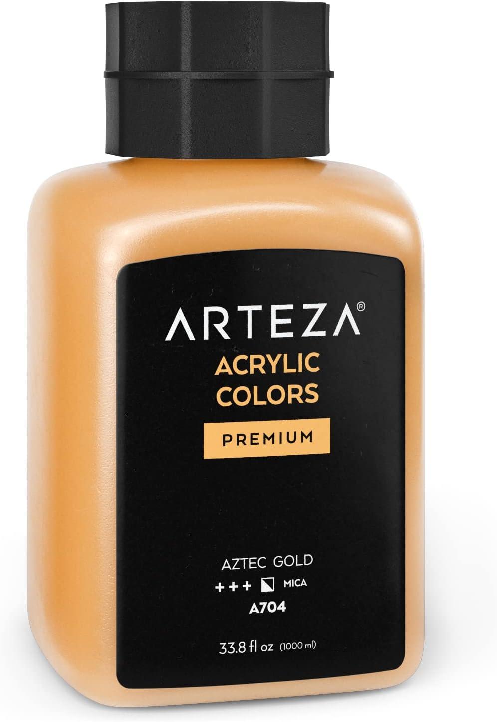 imageARTEZA Acrylic Paint A104 Yellow Ochre 169 fl oz 500ml Jar Opaque QuickDrying Acrylic Paints for Painting on Canvas Paper WoodA704 Aztec Gold