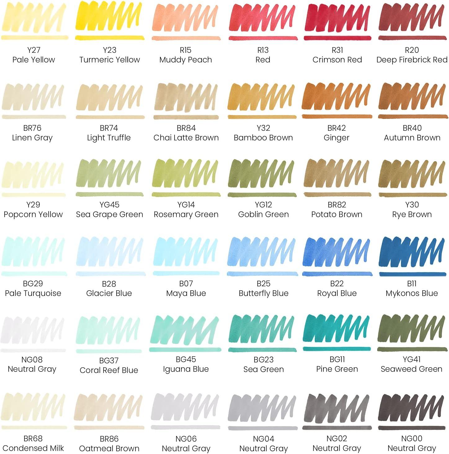 imageARTEZA Art Alcohol Markers Set of 72 Colors EverBlend Dual Tip Markers with Organizer Box Fine and Broad Chisel NibAmericana Tones