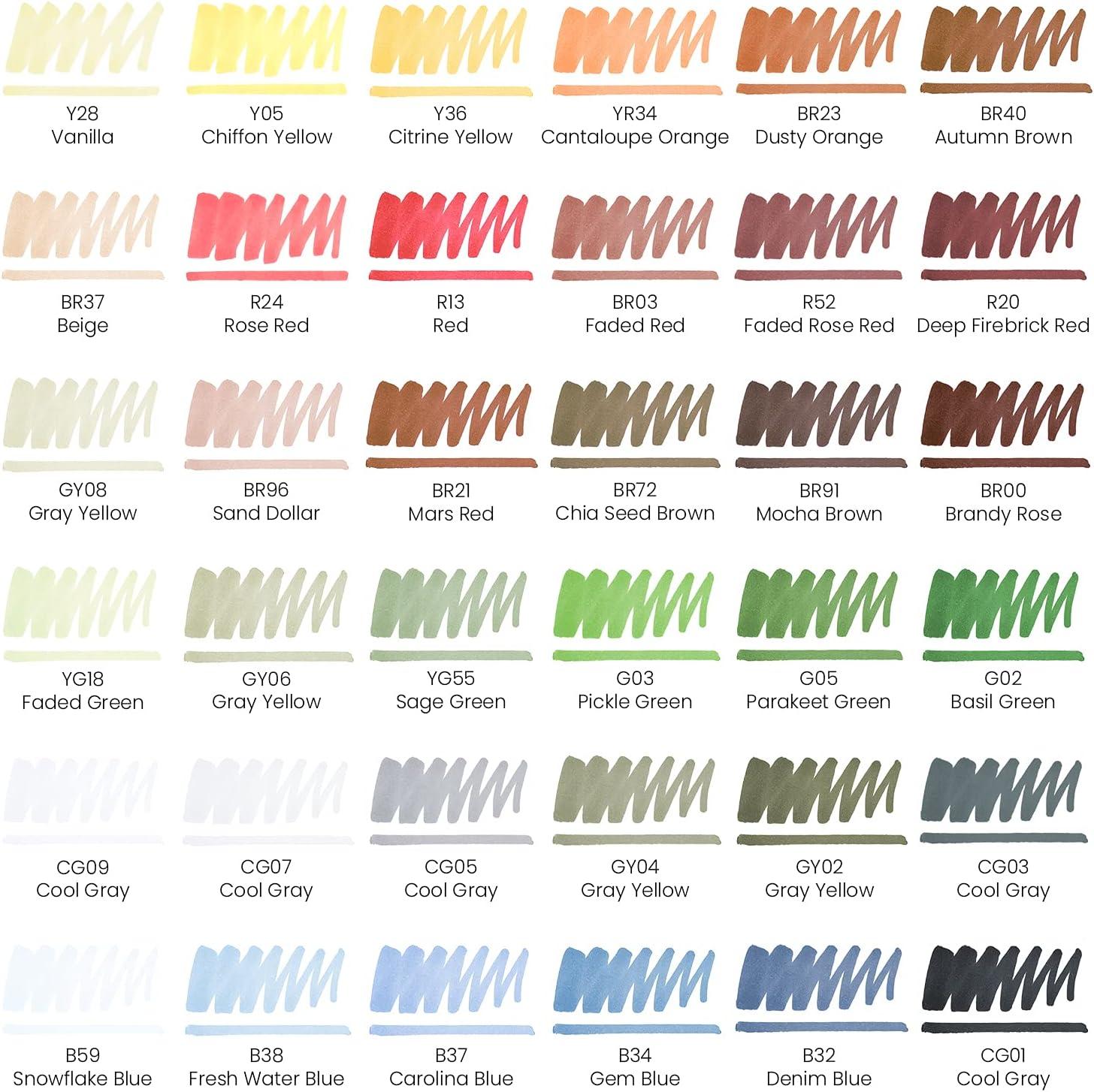imageARTEZA Art Alcohol Markers Set of 72 Colors EverBlend Dual Tip Markers with Organizer Box Fine and Broad Chisel NibArchitecture Tones