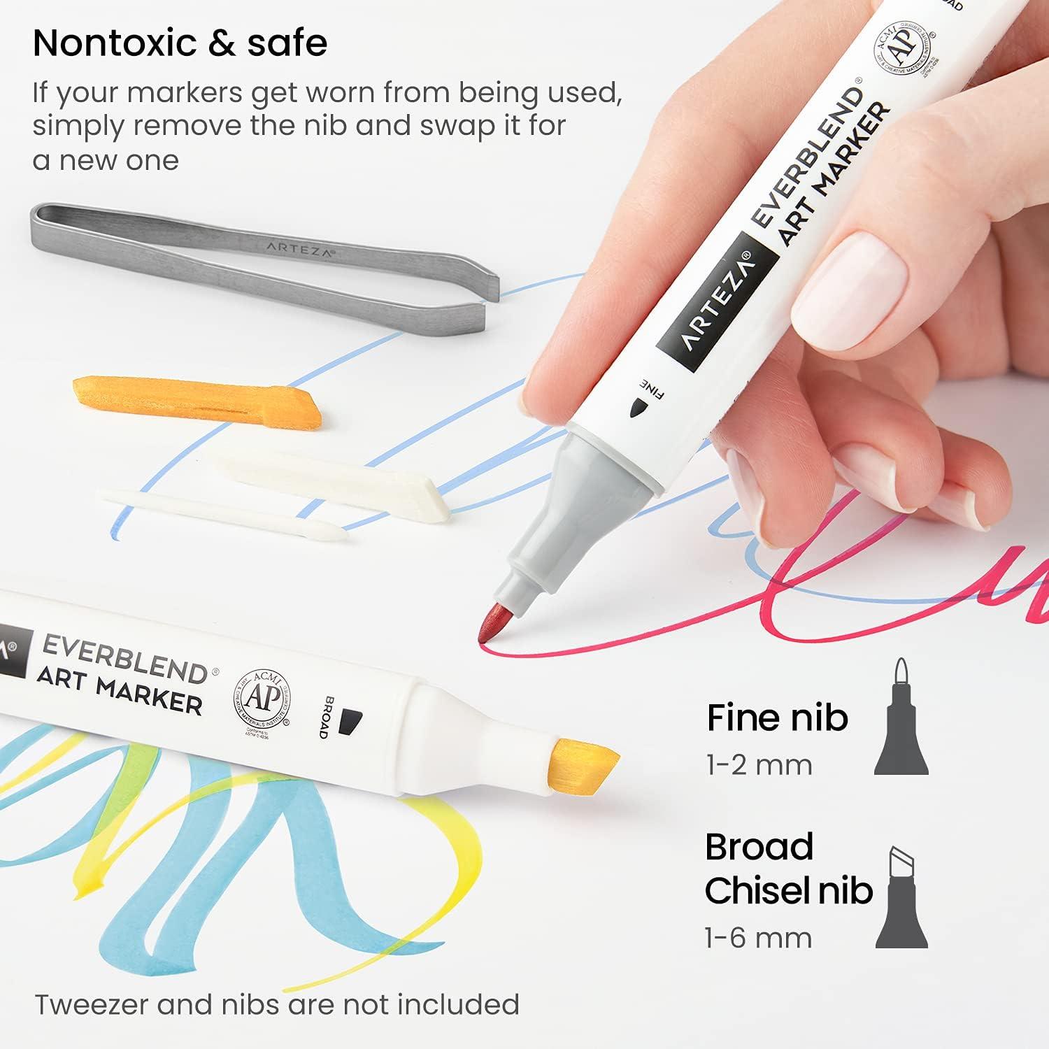 imageARTEZA Art Alcohol Markers Set of 72 Colors EverBlend Dual Tip Markers with Organizer Box Fine and Broad Chisel NibFashion Tones