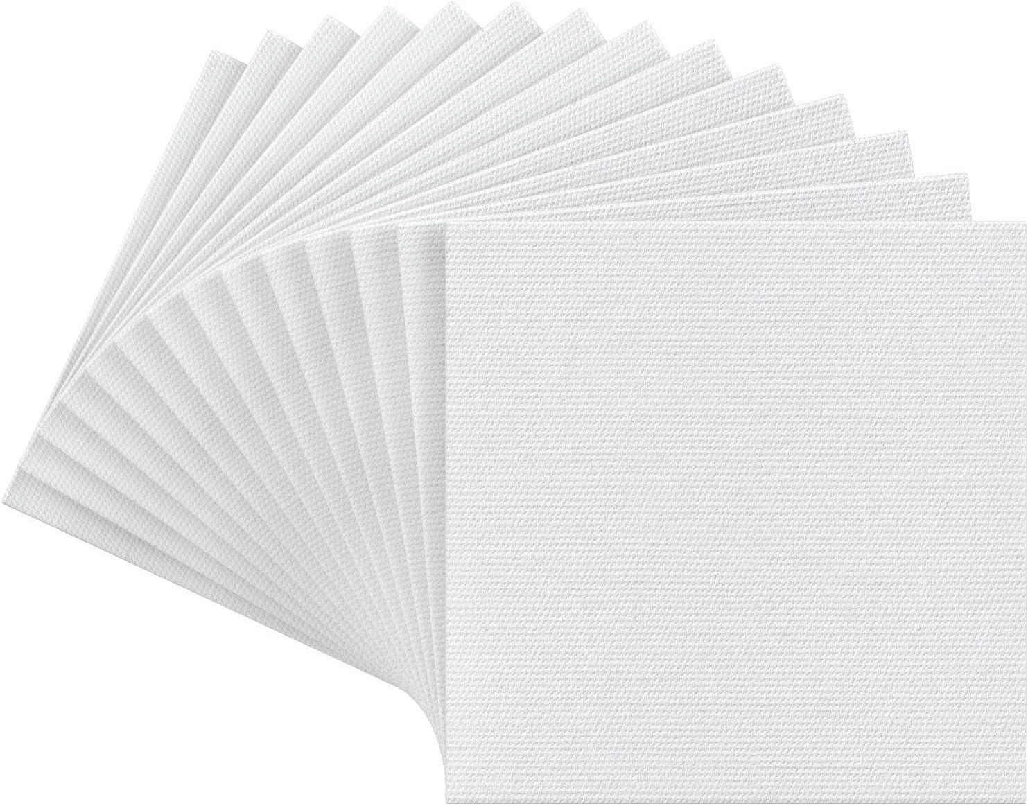 imageARTEZA Canvas Boards for Painting 5 x 7 Inches Pack of 14 Blank White Small Canvas Panels for Acrylic Oil and Gouache Painting6 x 6 Pack of 14