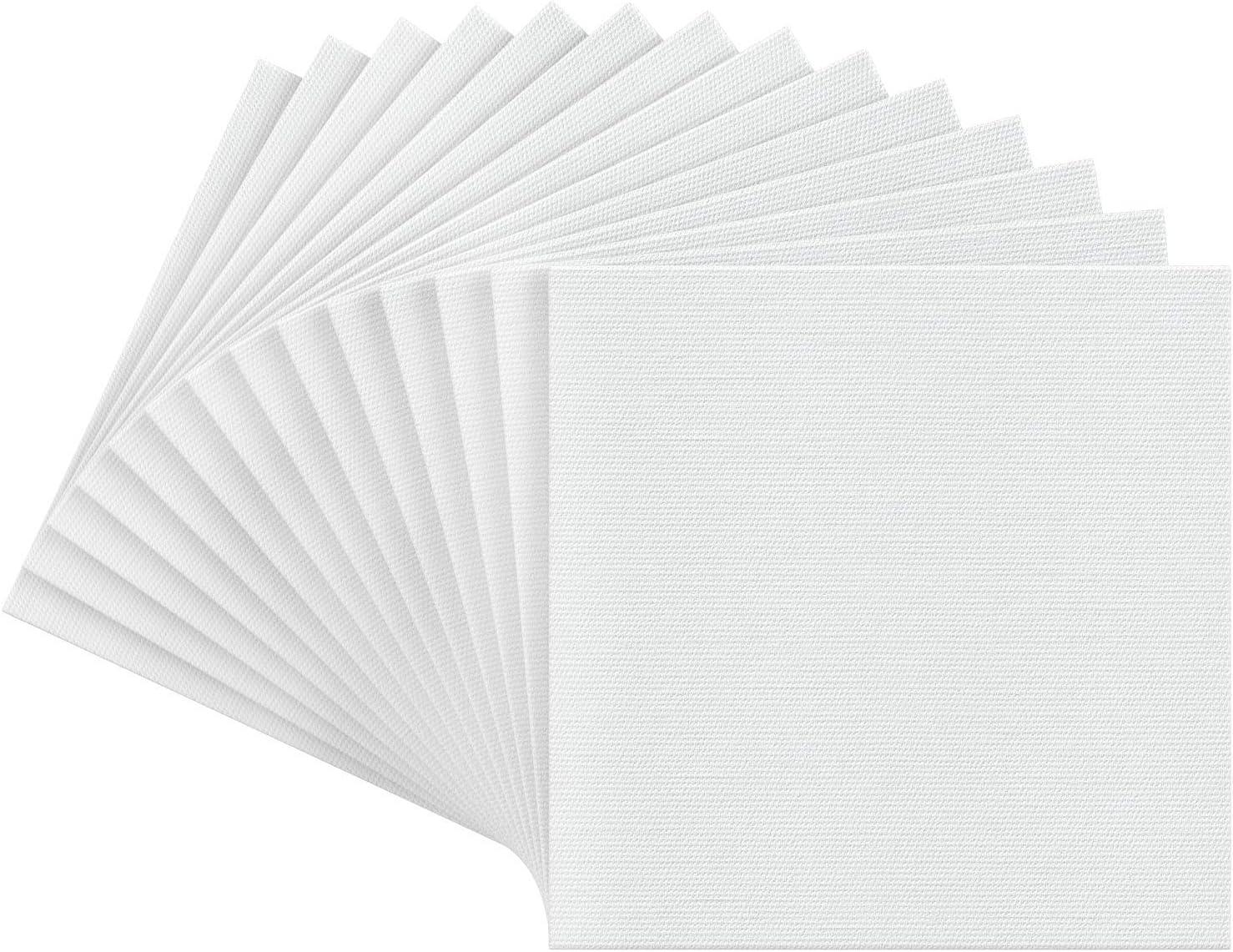 imageARTEZA Canvas Boards for Painting 5 x 7 Inches Pack of 14 Blank White Small Canvas Panels for Acrylic Oil and Gouache Painting8 x 8 inch 14 pack