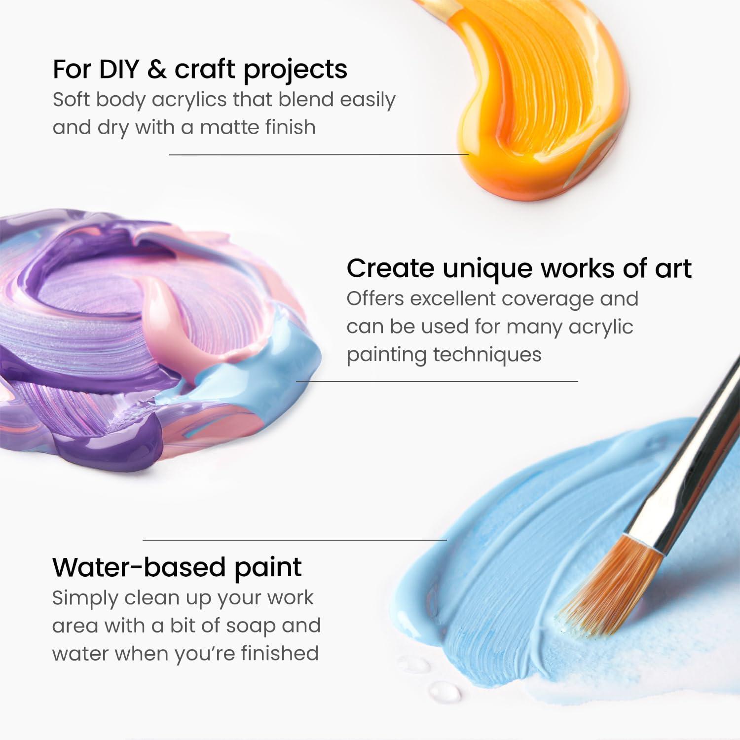 imageARTEZA Craft Acrylic Paint A101 Orange 4fl ounces Bottles WaterBased Blendable Matte Acrylic Paints for Art ampamp DIYA402 Lilac Craft