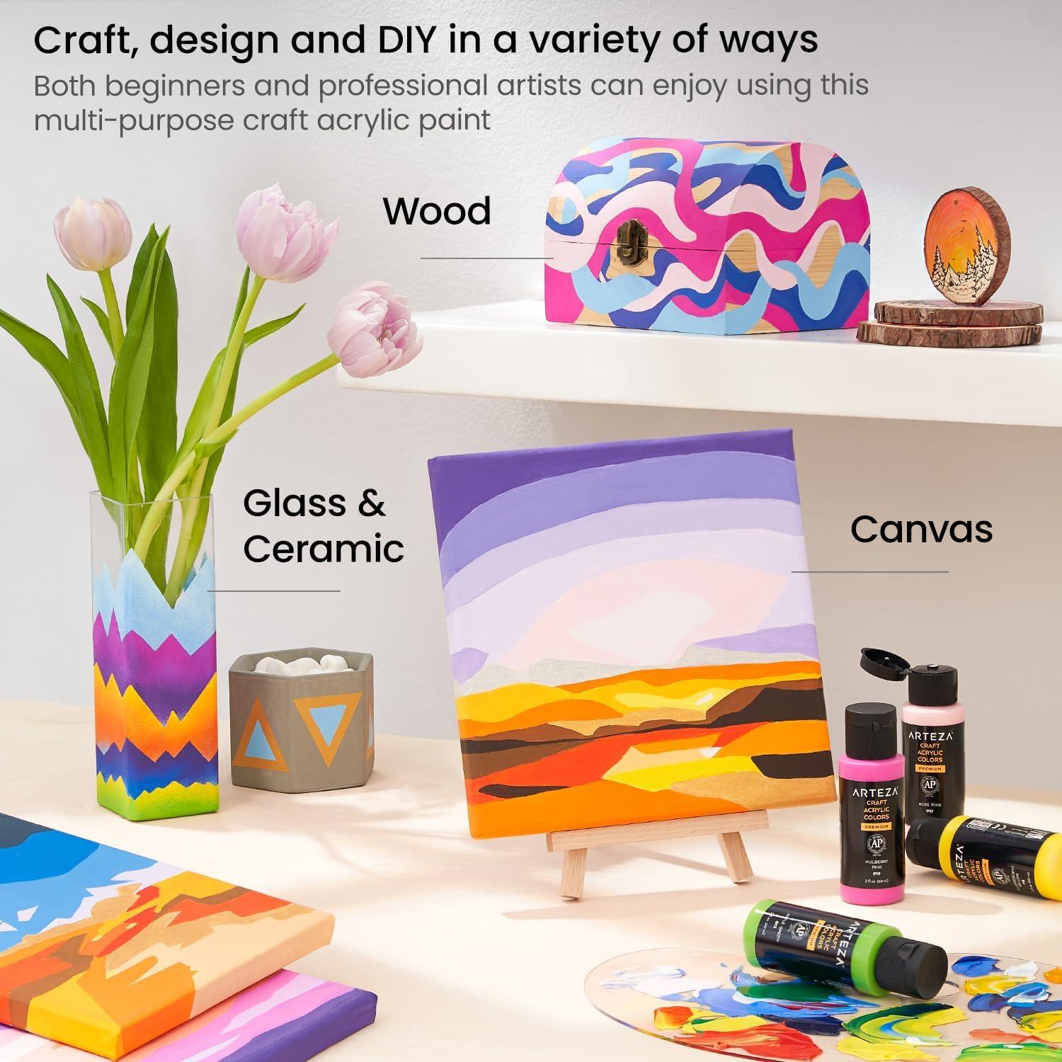 imageARTEZA Craft Acrylic Paint A101 Orange 4fl ounces Bottles WaterBased Blendable Matte Acrylic Paints for Art ampamp DIYA407 Lavender Craft