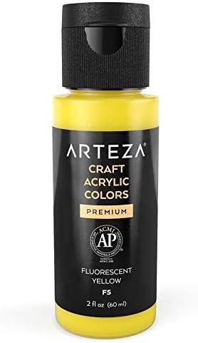 imageARTEZA Craft Acrylic Paint A101 Orange 4fl ounces Bottles WaterBased Blendable Matte Acrylic Paints for Art ampamp DIYFluorescent Orange F9 Craft