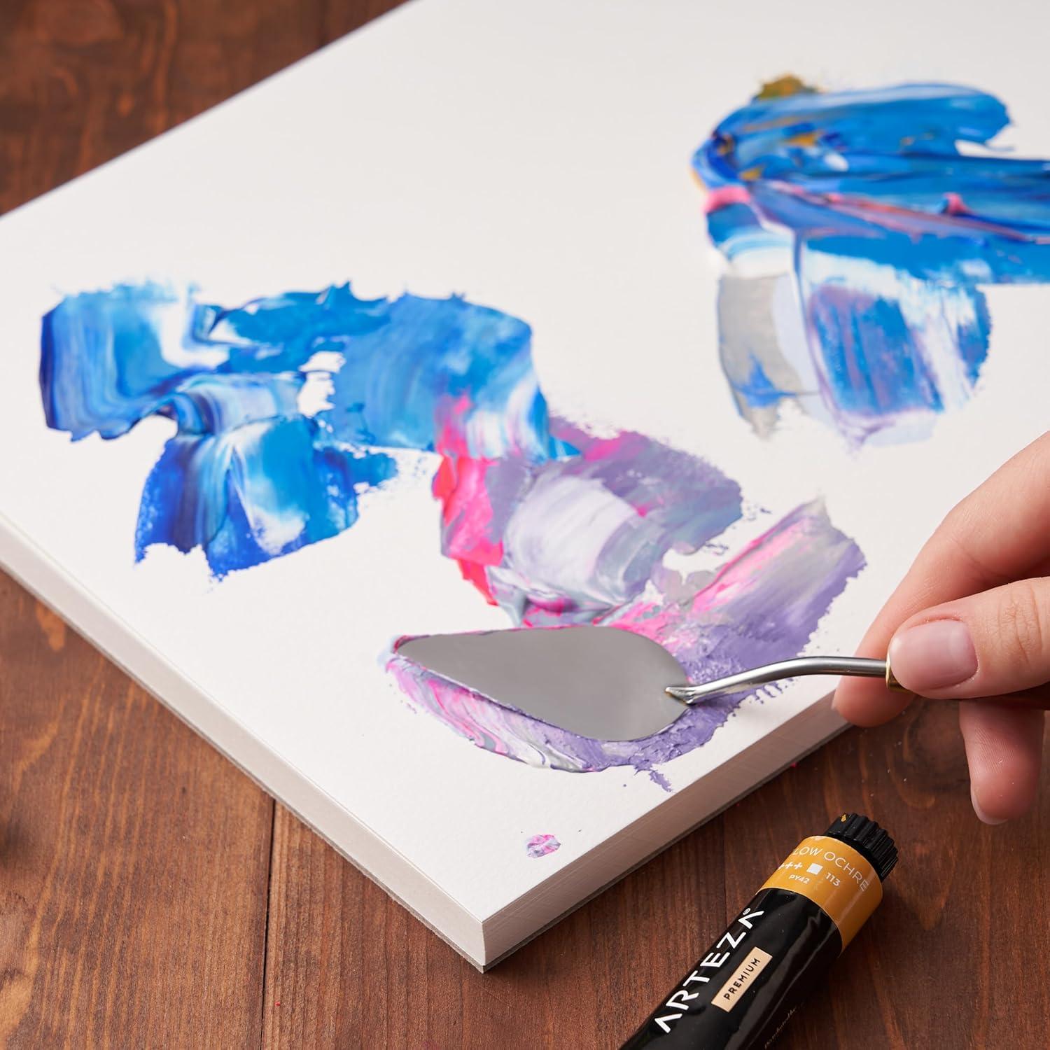imageARTEZA Disposable Palette Paper Pad 9x12 Inch Pack of 2 80 Sheets 54 lb GlueBound BleedProof Paint Palette with Thumb Hole229x305 cm Pack of 2