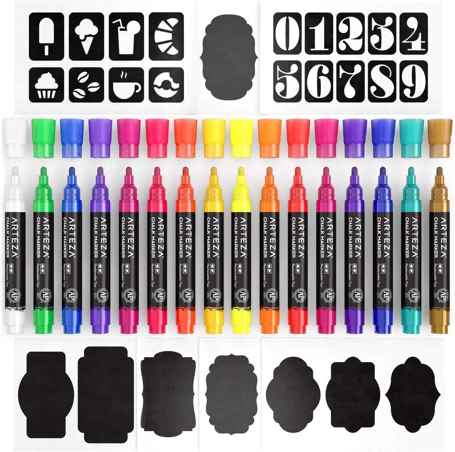 imageARTEZA Liquid Chalk Markers Set of 8 Metallic Colors ErasableBright