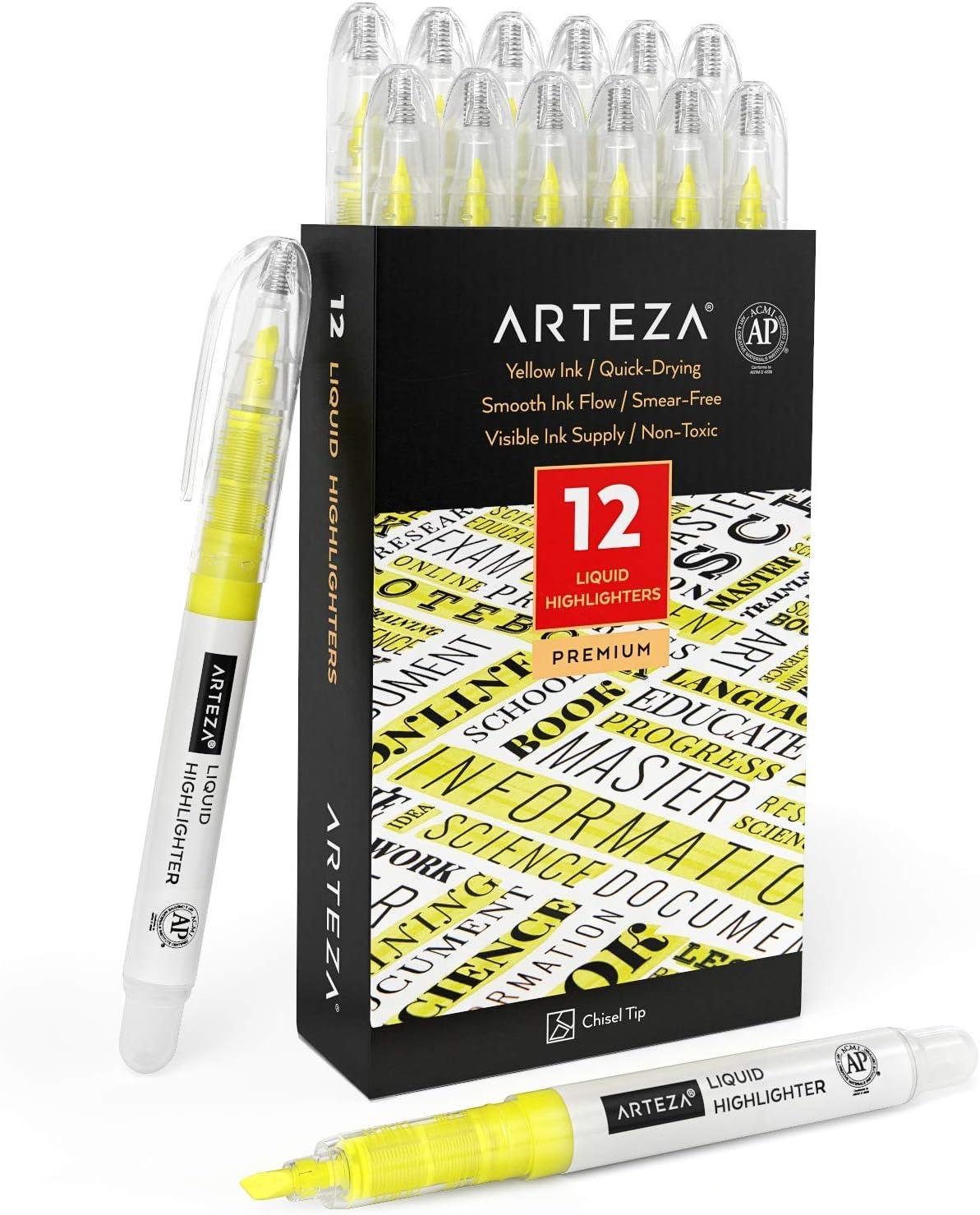 imageARTEZA Liquid Highlighter Pens Set of 30 Narrow Chisel Tip 5 Assorted ColorsYellow
