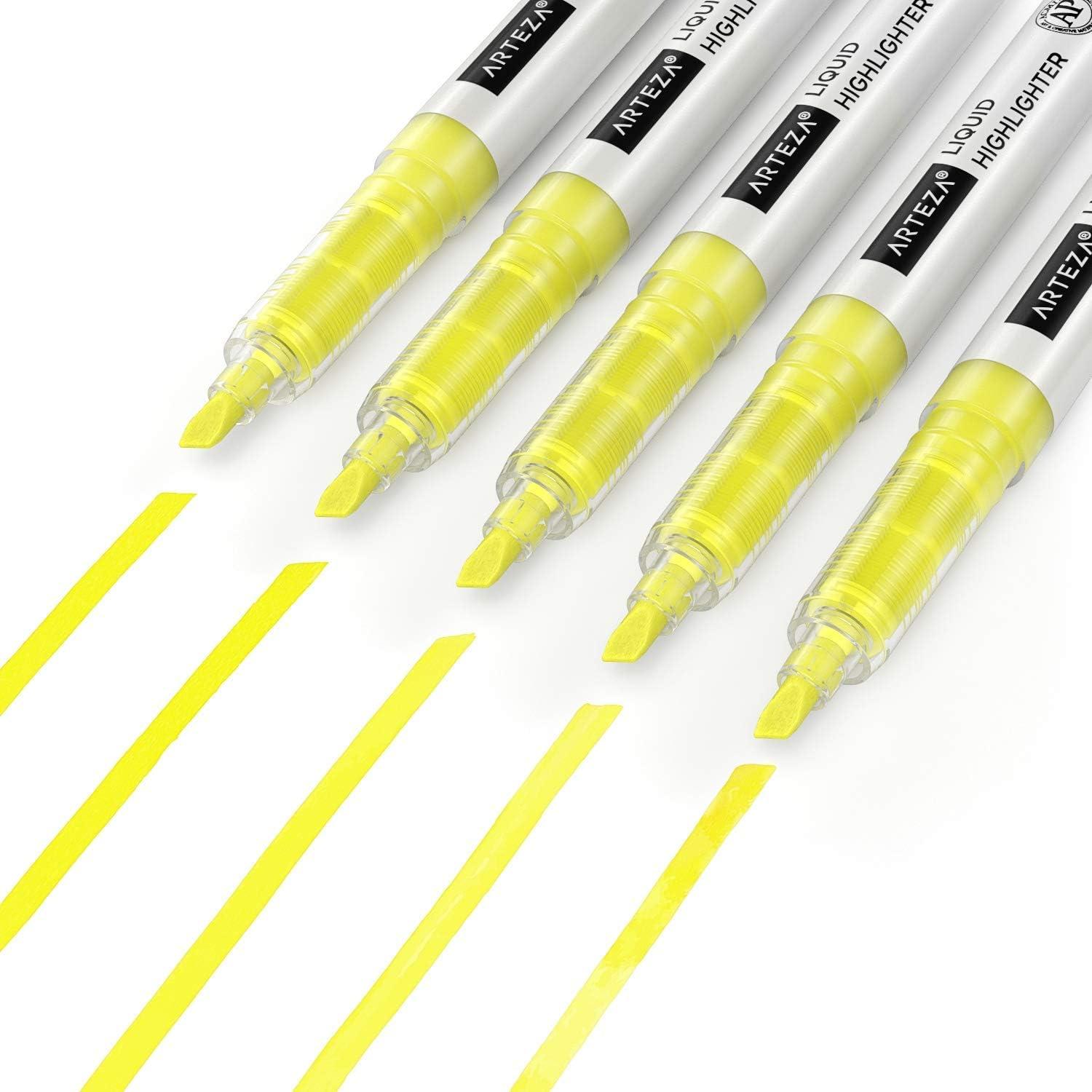 imageARTEZA Liquid Highlighter Pens Set of 30 Narrow Chisel Tip 5 Assorted ColorsYellow