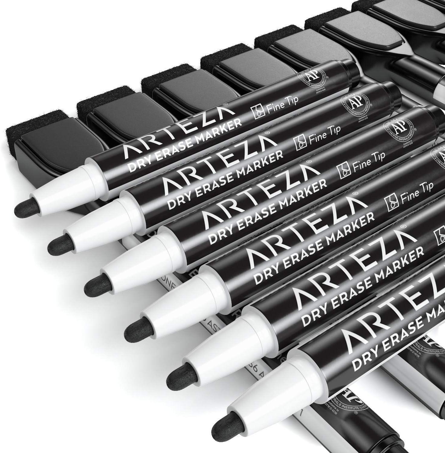 imageARTEZA Magnetic Dry Erase Markers with Eraser Bulk Pack of 60 Fine Tip 4 Assorted Colors with LowOdor Ink Whiteboard Pens School and Office Supplies1 Count Pack of 36