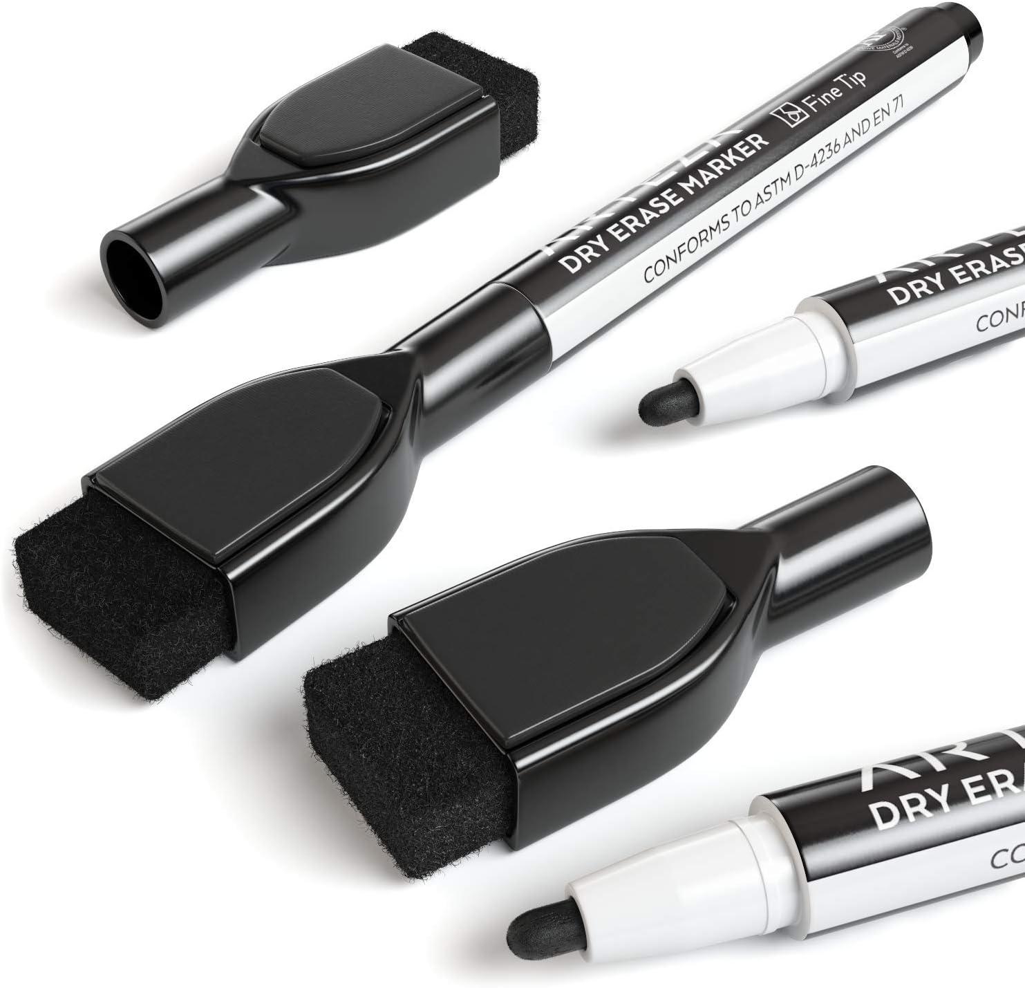 imageARTEZA Magnetic Dry Erase Markers with Eraser Bulk Pack of 60 Fine Tip 4 Assorted Colors with LowOdor Ink Whiteboard Pens School and Office Supplies1 Count Pack of 36