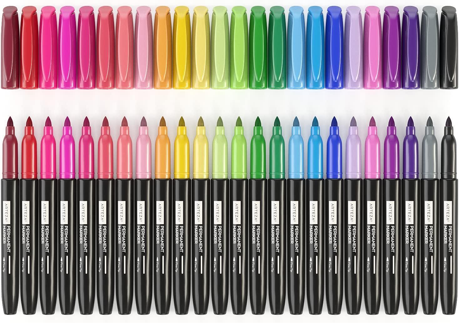 imageARTEZA Permanent Markers Set of 24 Fine Tip Retro Pop Colors24 Retro Pop Colors