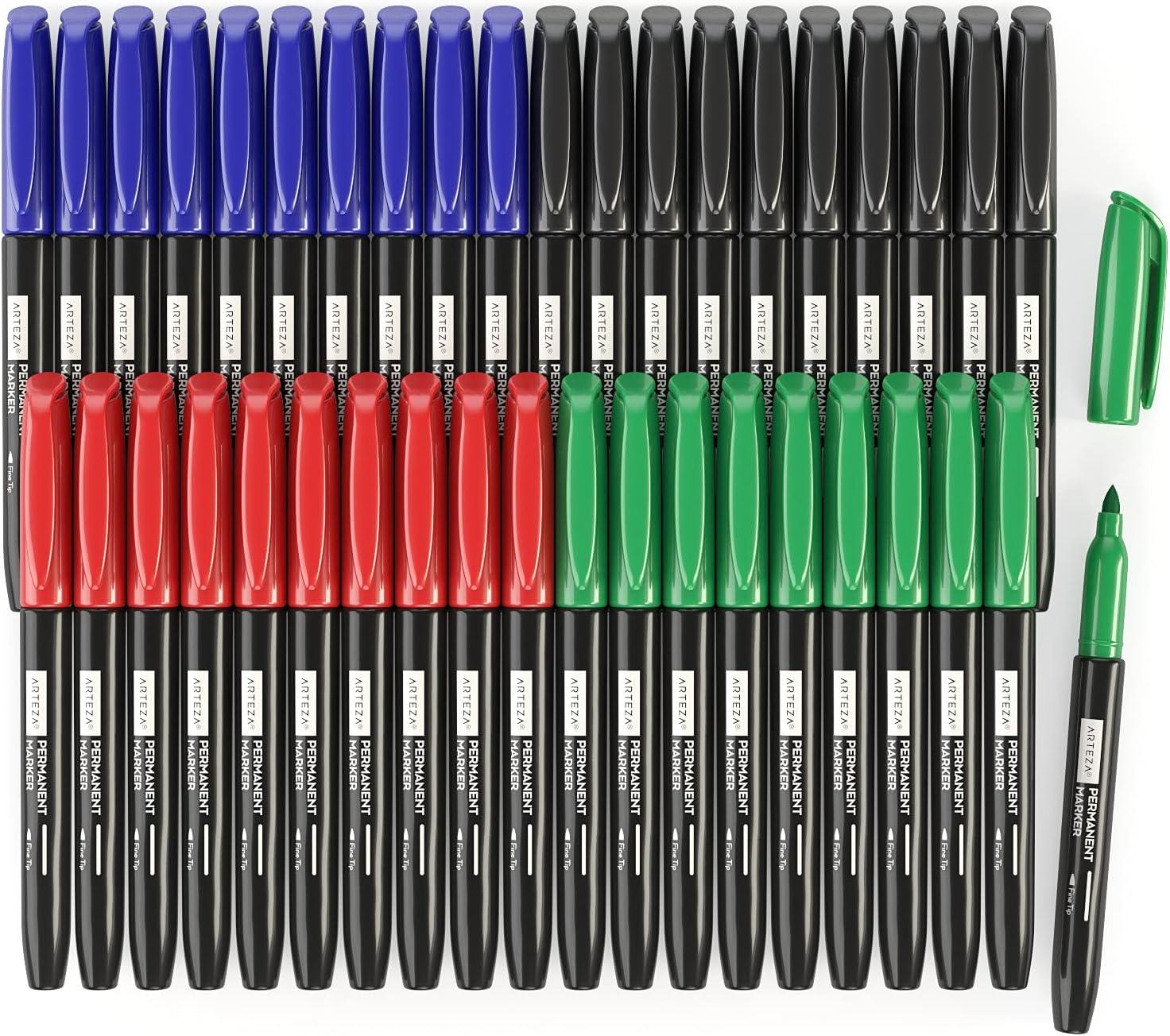 imageARTEZA Permanent Markers Set of 24 Fine Tip Retro Pop ColorsSet 40  4 Classic Colors