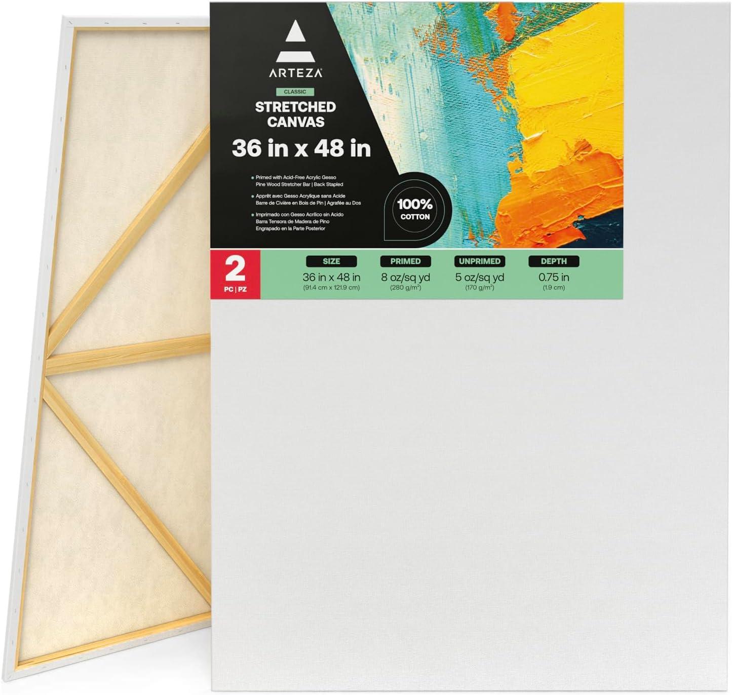imageARTEZA Small Canvases for Painting with Easels Pack of 14 3 x 3 Inches Blank White Canvas for Painting Art Supplies for Acrylic Oil and GouacheWhite Classic