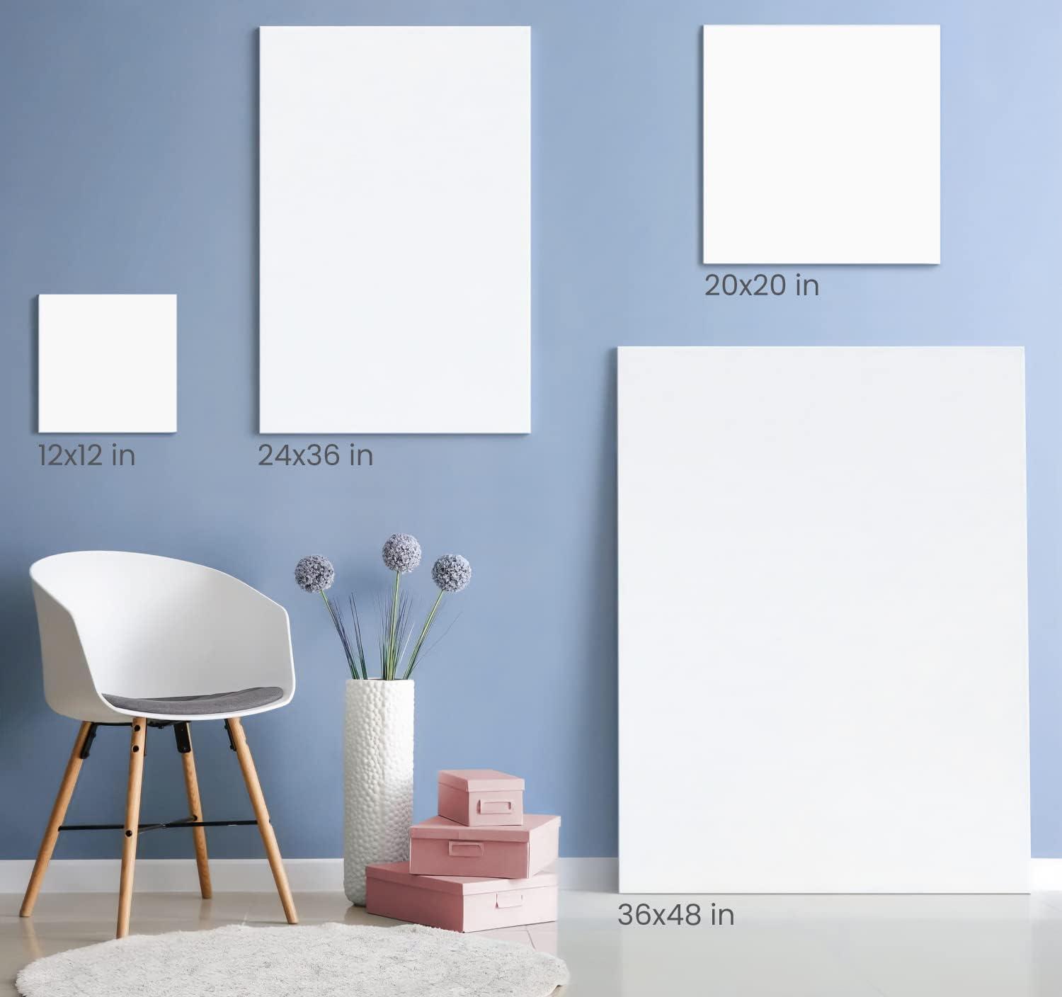 imageARTEZA Small Canvases for Painting with Easels Pack of 14 3 x 3 Inches Blank White Canvas for Painting Art Supplies for Acrylic Oil and GouacheWhite Classic