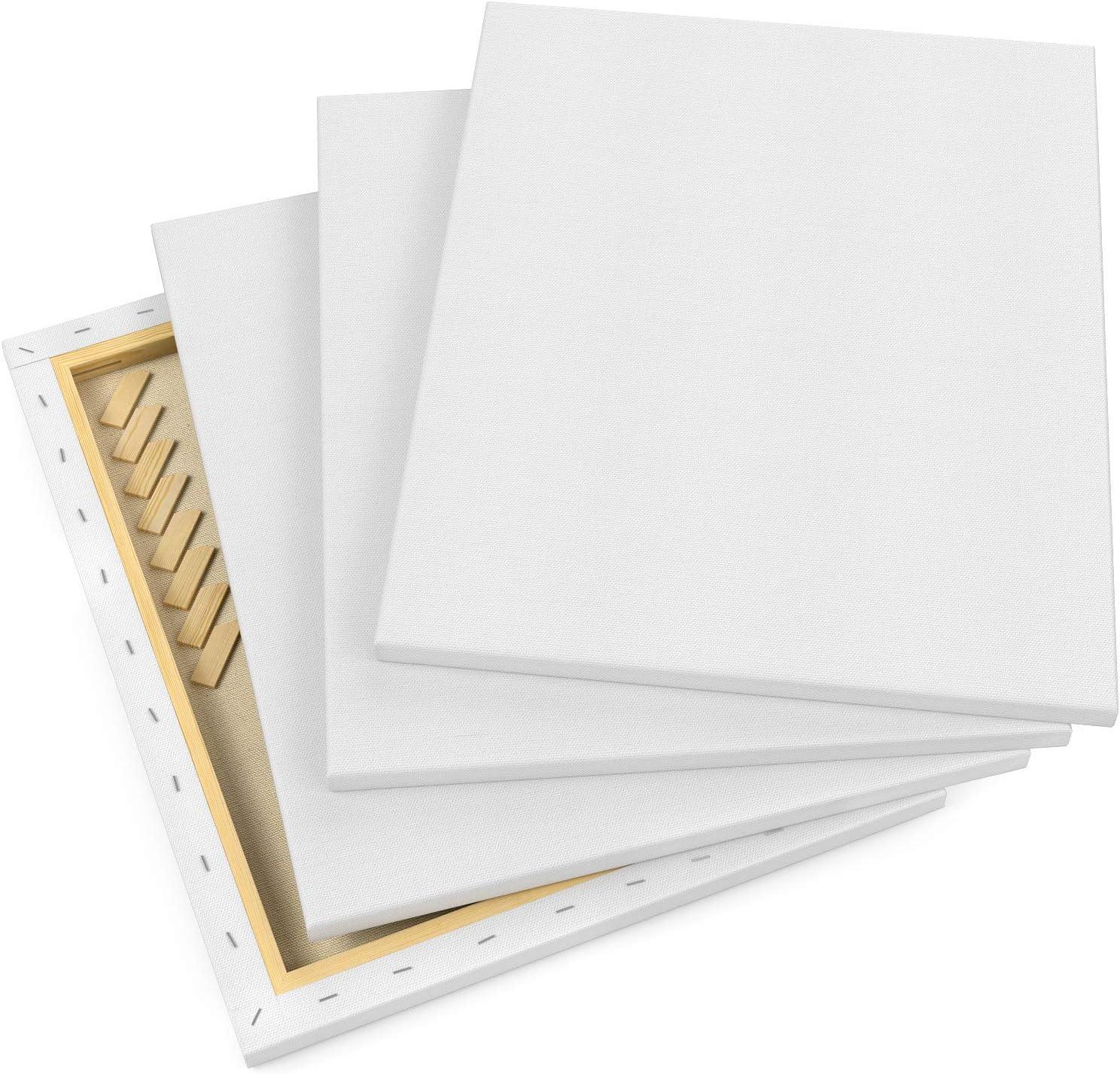 imageARTEZA Small Canvases for Painting with Easels Pack of 14 3 x 3 Inches Blank White Canvas for Painting Art Supplies for Acrylic Oil and GouacheWhite Premium