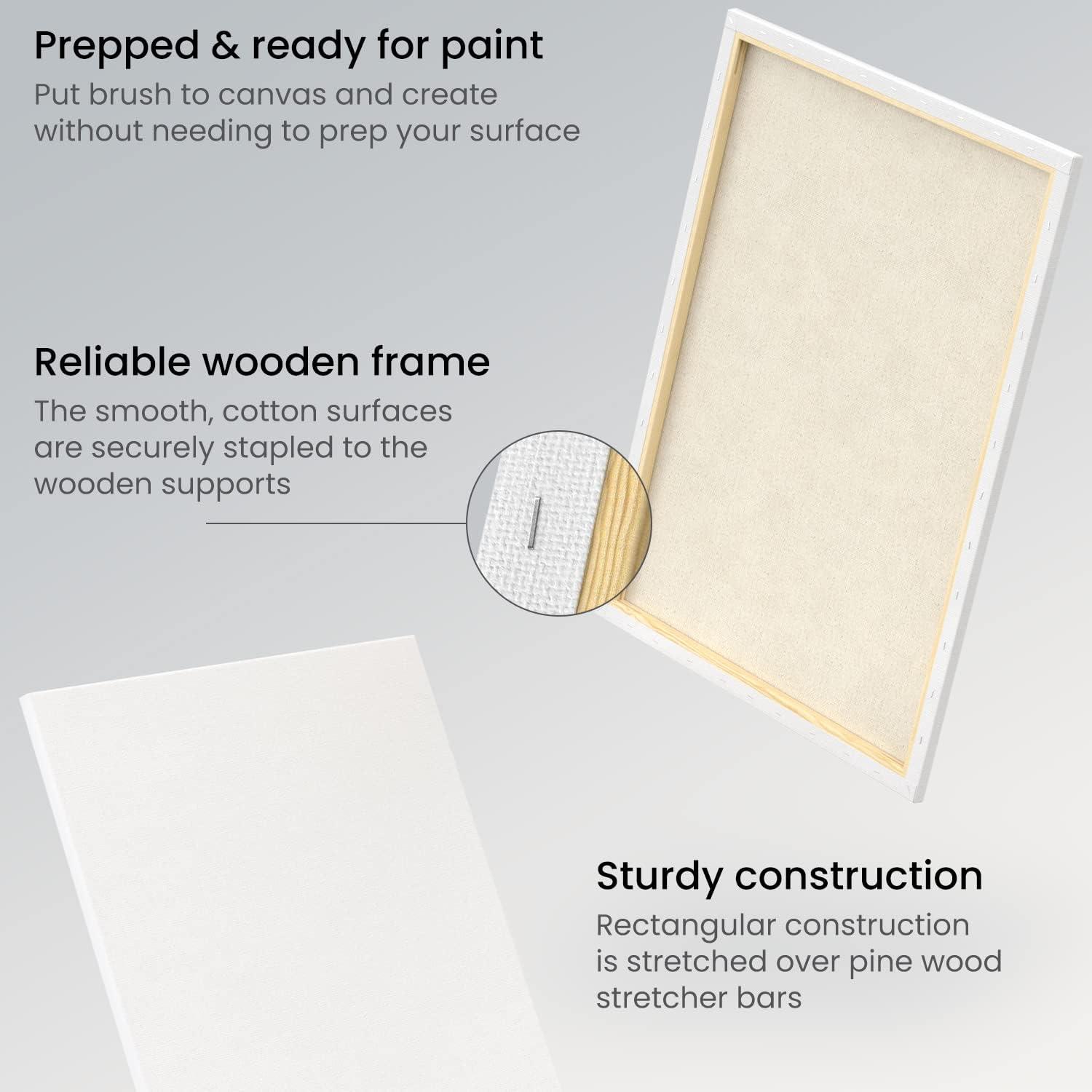 imageARTEZA Small Canvases for Painting with Easels Pack of 14 3 x 3 Inches Blank White Canvas for Painting Art Supplies for Acrylic Oil and GouacheWhite Classic