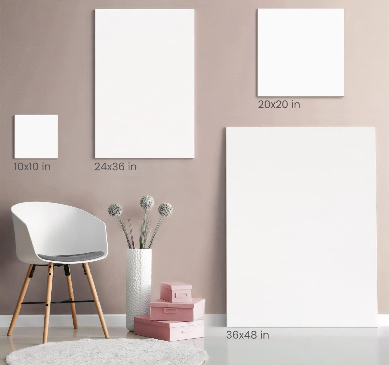 imageARTEZA Small Canvases for Painting with Easels Pack of 14 3 x 3 Inches Blank White Canvas for Painting Art Supplies for Acrylic Oil and GouacheWhite Classic