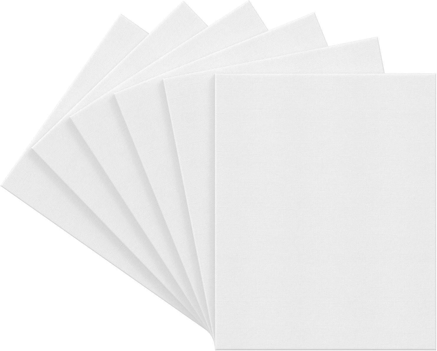 imageARTEZA Small Canvases for Painting with Easels Pack of 14 3 x 3 Inches Blank White Canvas for Painting Art Supplies for Acrylic Oil and GouacheWhite Premium