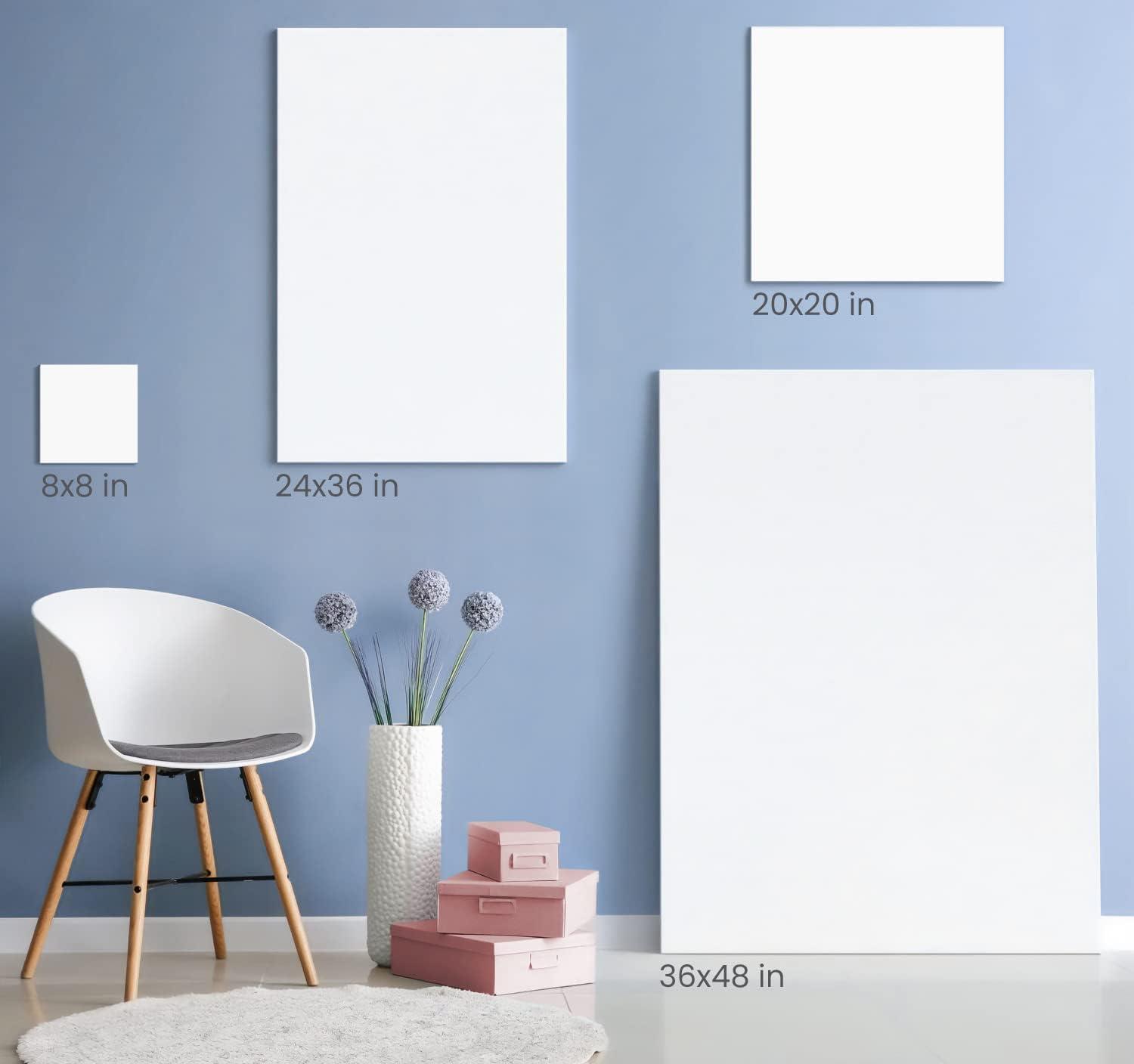imageARTEZA Small Canvases for Painting with Easels Pack of 14 3 x 3 Inches Blank White Canvas for Painting Art Supplies for Acrylic Oil and GouacheWhite Classic