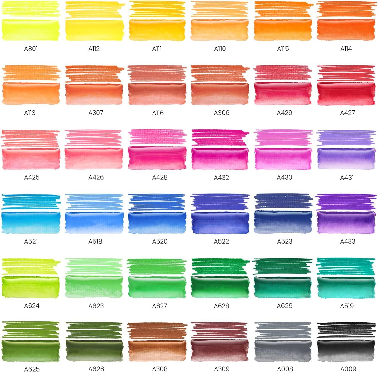 imageARTEZA Watercolor Pens 36 DualTip Markers with Flexible Nylon Brush Tips Classic Tones Double Sided Markers with Water Brush36