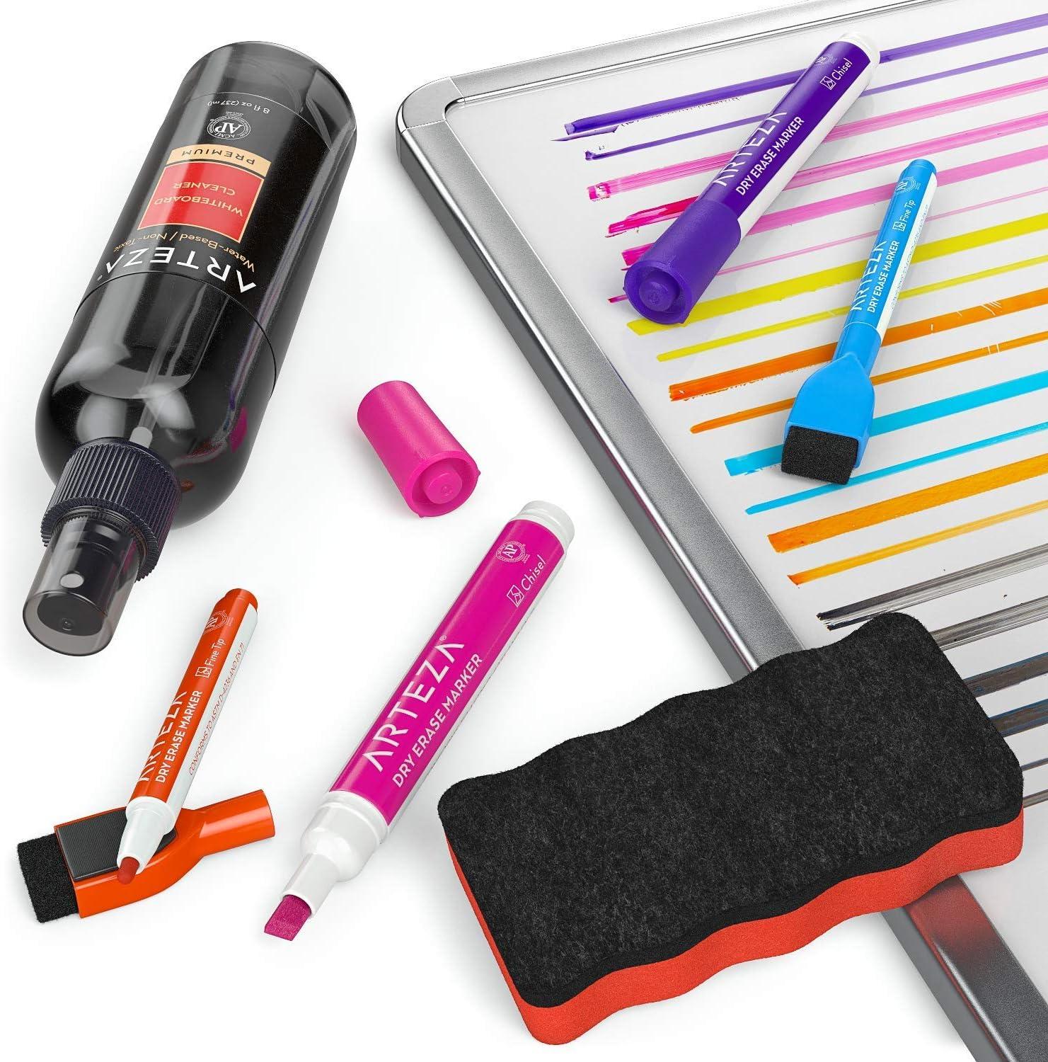 imageARTEZA Whiteboard Cleaner Set with 12 Fine Tip Dry Erase Markers Magnetic Eraser ampamp an 8ounce Cleaner Office Supplies for Whiteboards Glass Boards27
