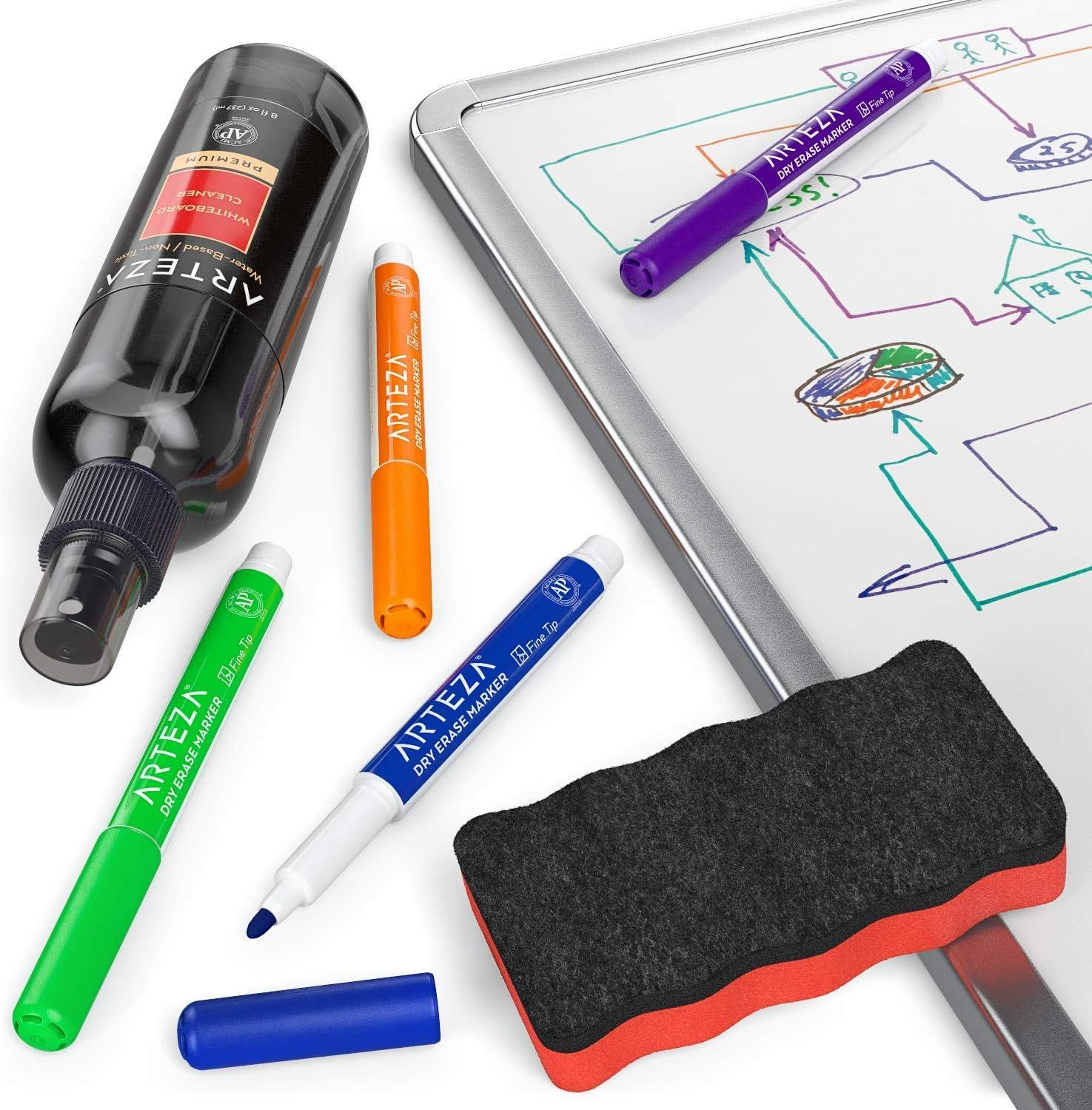 imageARTEZA Whiteboard Cleaner Set with 12 Fine Tip Dry Erase Markers Magnetic Eraser ampamp an 8ounce Cleaner Office Supplies for Whiteboards Glass Boards14