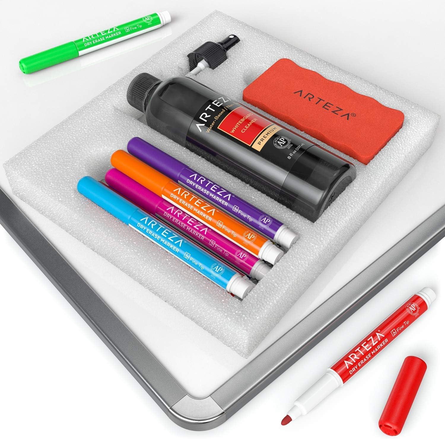 imageARTEZA Whiteboard Cleaner Set with 12 Fine Tip Dry Erase Markers Magnetic Eraser ampamp an 8ounce Cleaner Office Supplies for Whiteboards Glass Boards14