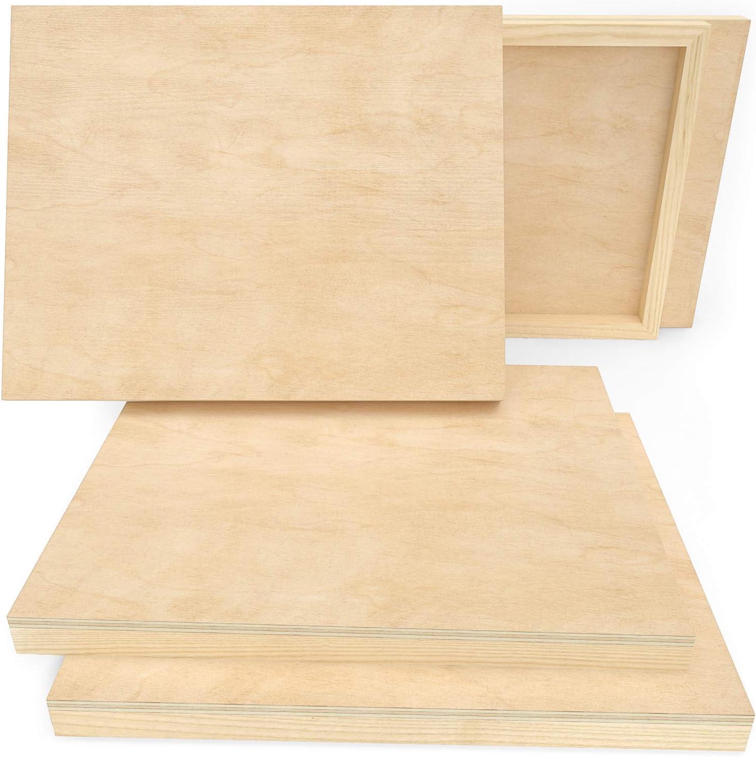 imageARTEZA Wooden Canvas Board 9x12 Inch Pack of 5 Cradled Birch Wood Panels for Painting Acrylic Pouring Encaustic Art ampamp Wood Burning8x10 Inch