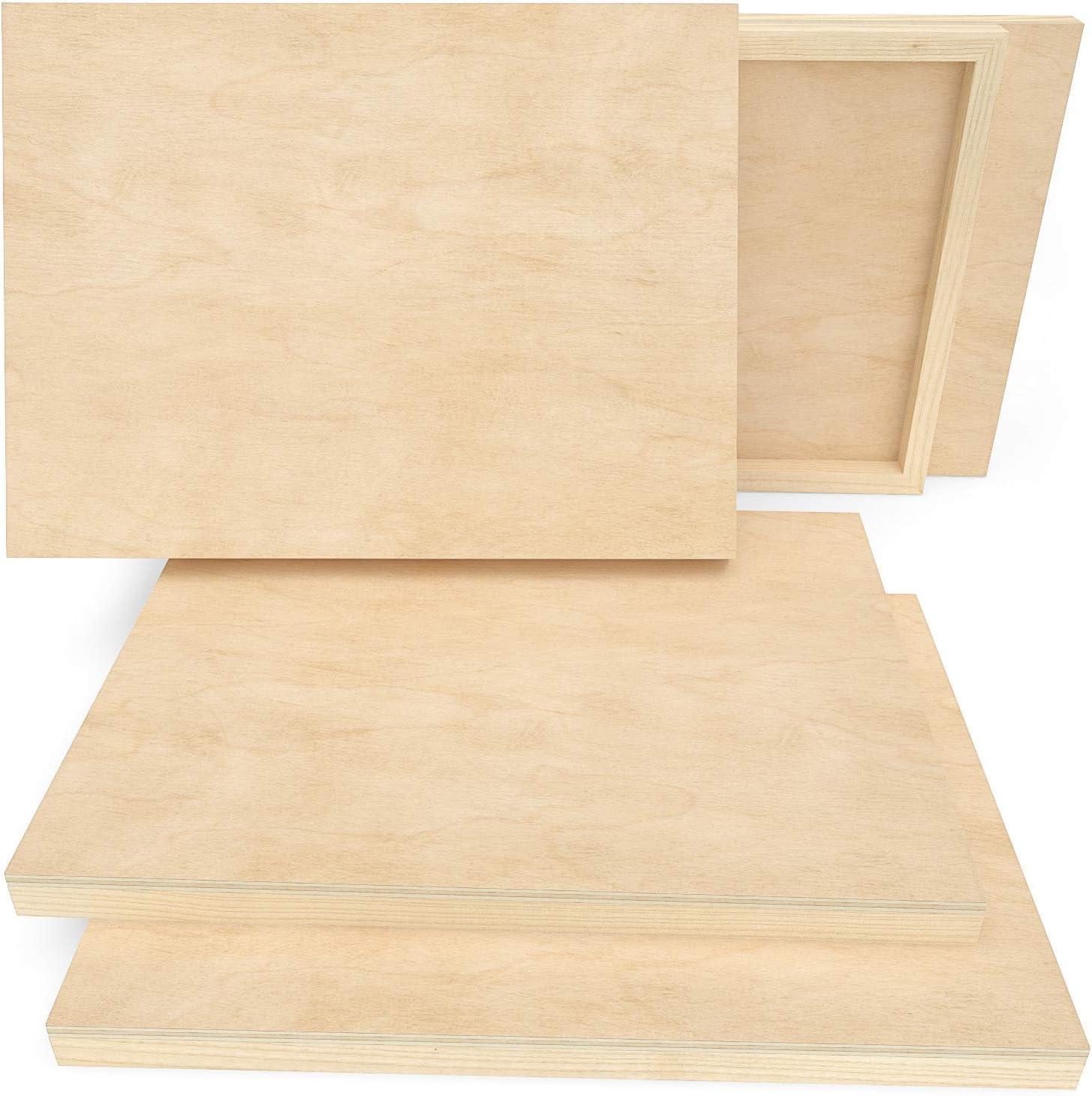 imageARTEZA Wooden Canvas Board 9x12 Inch Pack of 5 Cradled Birch Wood Panels for Painting Acrylic Pouring Encaustic Art ampamp Wood Burning9x12 Inch